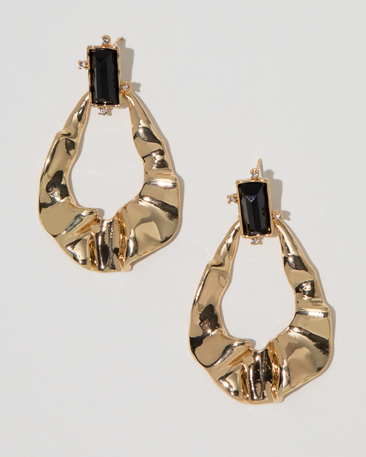 Textured Drop Hoop Earrings
