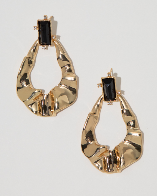 Textured Drop Hoop Earrings